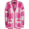 Spring New Mohair V-neck Plaid Pink Knitted Jacket Single-breasted Collision Color Loose Cardigan Sweater M Brand