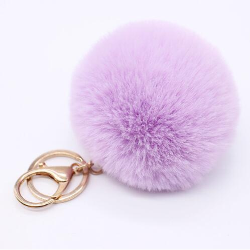 Big faux leather Fur PomPom Key Chains Rabbit Hair