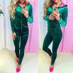 Velvet Tracksuit Two Piece Women Set Hoodies Sweatshirt & Skinny Pants Velour 2pcs Sets Female Clothing Fitness Sporting Suits