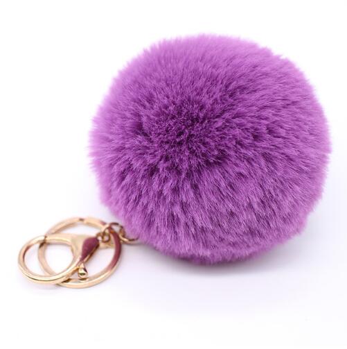 Big faux leather Fur PomPom Key Chains Rabbit Hair