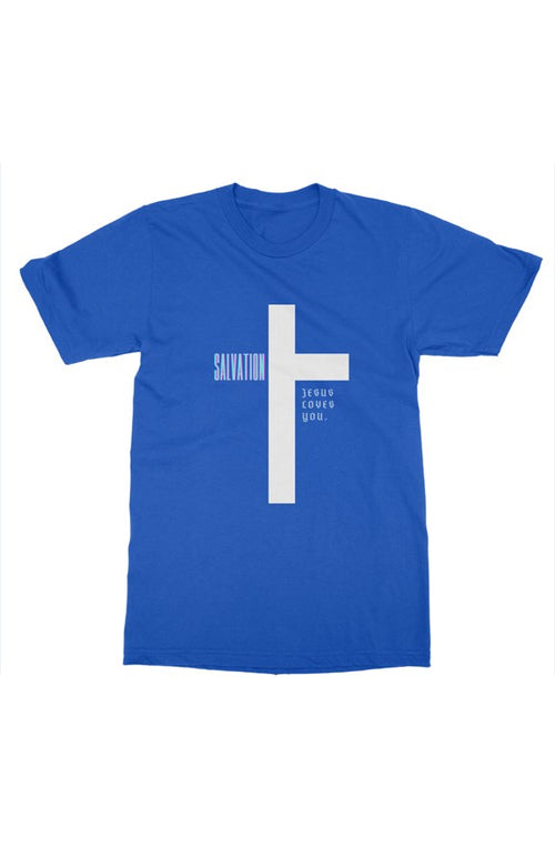 Salvation Jesus loves you Tee | Royal Blue | Gildan mens t shirt