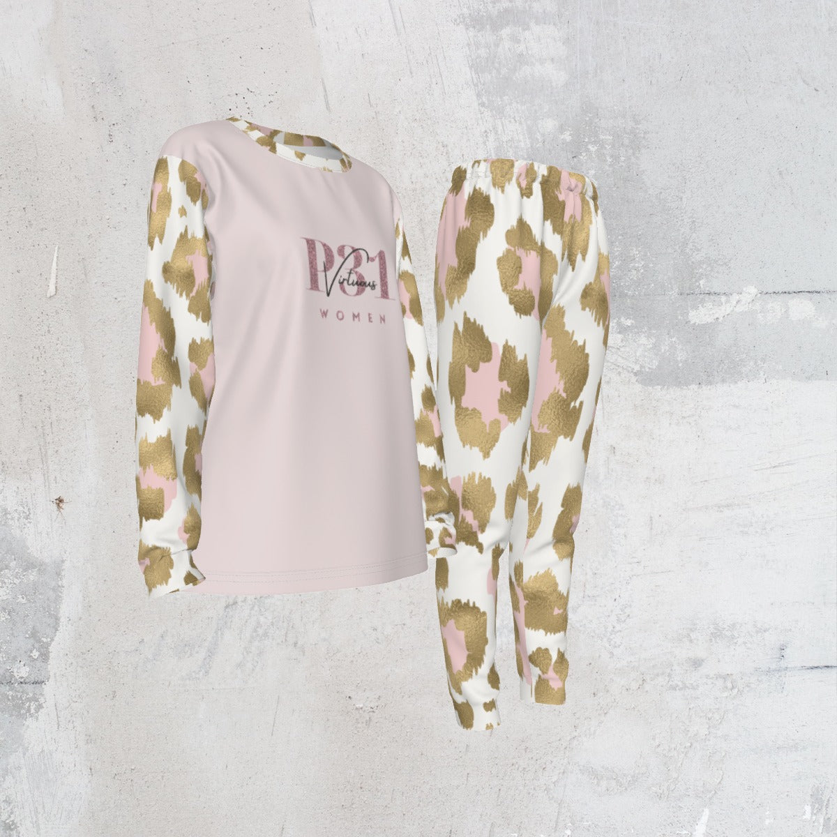 P31 Virtuous  Women's| Pink &Gold Cheetah Print | Pajamas | Cotton