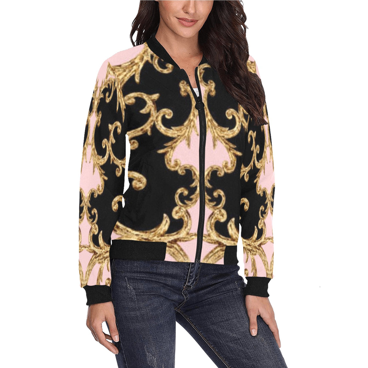 Women's All Over Print Bomber Jacket(Model H36)