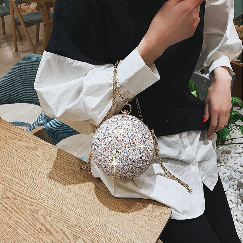 Chain Bags | Woman Handbag |Shoulder Bag | Glitter Ball |Party Glitter| Cross Body Female Birthday Gifts For Girls Shining Design
