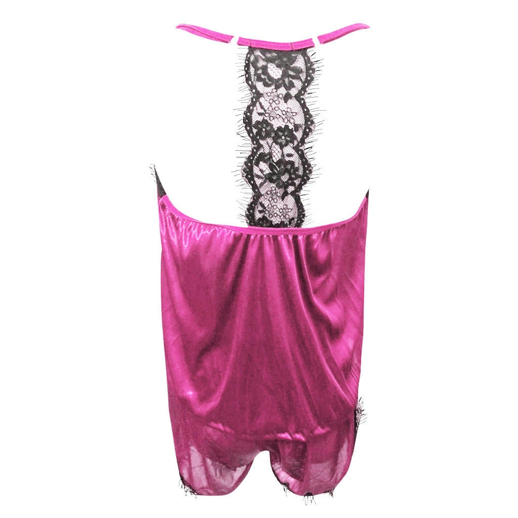 P31 Virtuous Woman| Hot Pink | Neglige|  Sleepwear  Sets|  Sleeveless Strap |Lace Trim |Satin Cami Set Nightwear