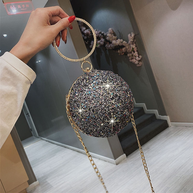Chain Bags | Woman Handbag |Shoulder Bag | Glitter Ball |Party Glitter| Cross Body Female Birthday Gifts For Girls Shining Design