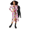 All-over print long sleeve midi dress