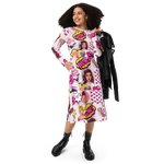 All-over print long sleeve midi dress