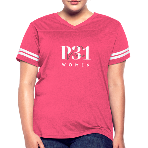 P31 Virtuous Women |Pink & White | Vintage Sport T-Shirt - vintage pink/white